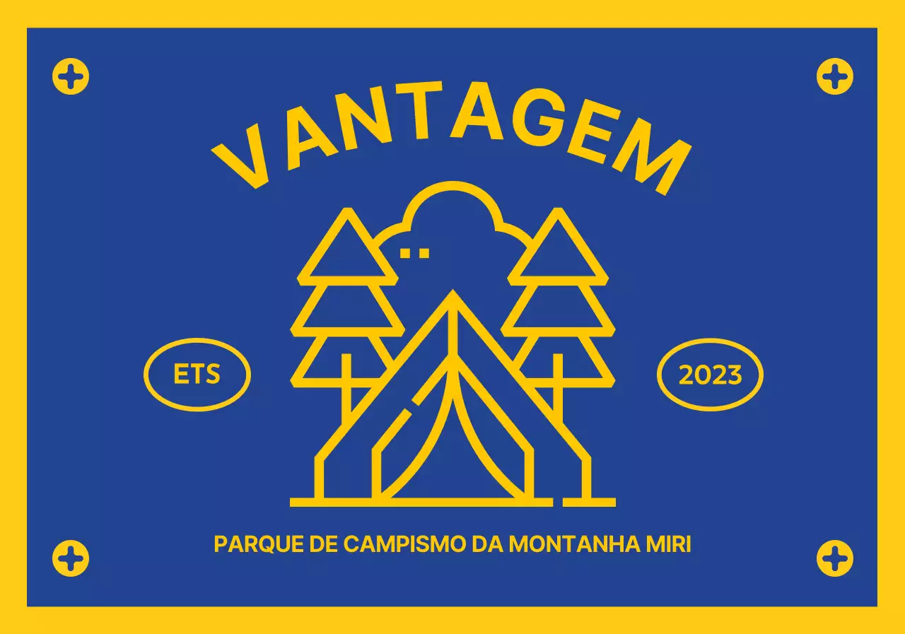 Desenho com um ícone de campismo em forma de bandeira