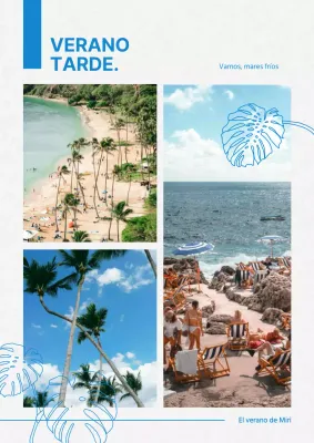 Un sencillo paisaje de verano en poste azul y blanco