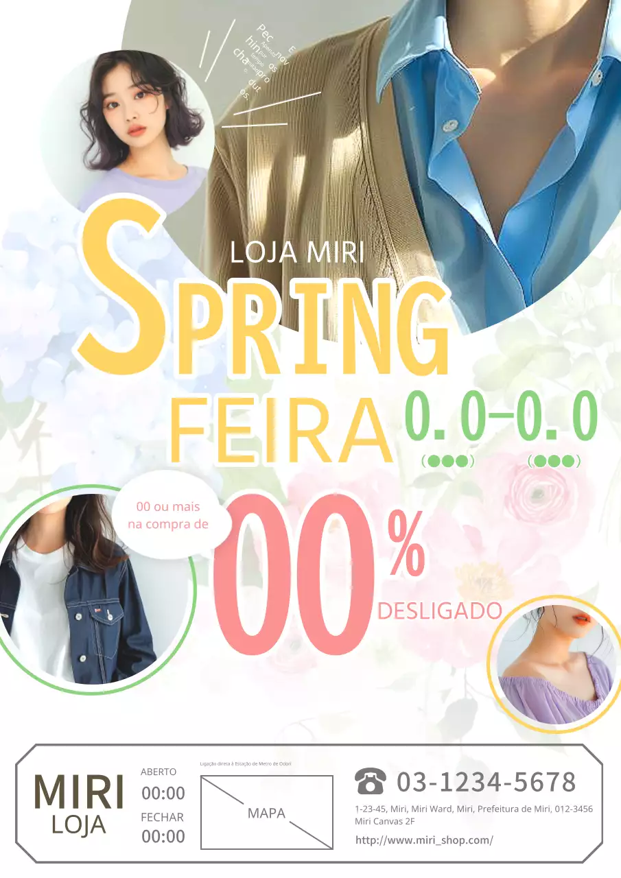 Um anúncio de loja de roupa bonito e delicado em amarelo e cor-de-rosa