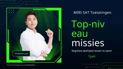 Een cybernetische juni-reclame in chartreuse en marineblauw.