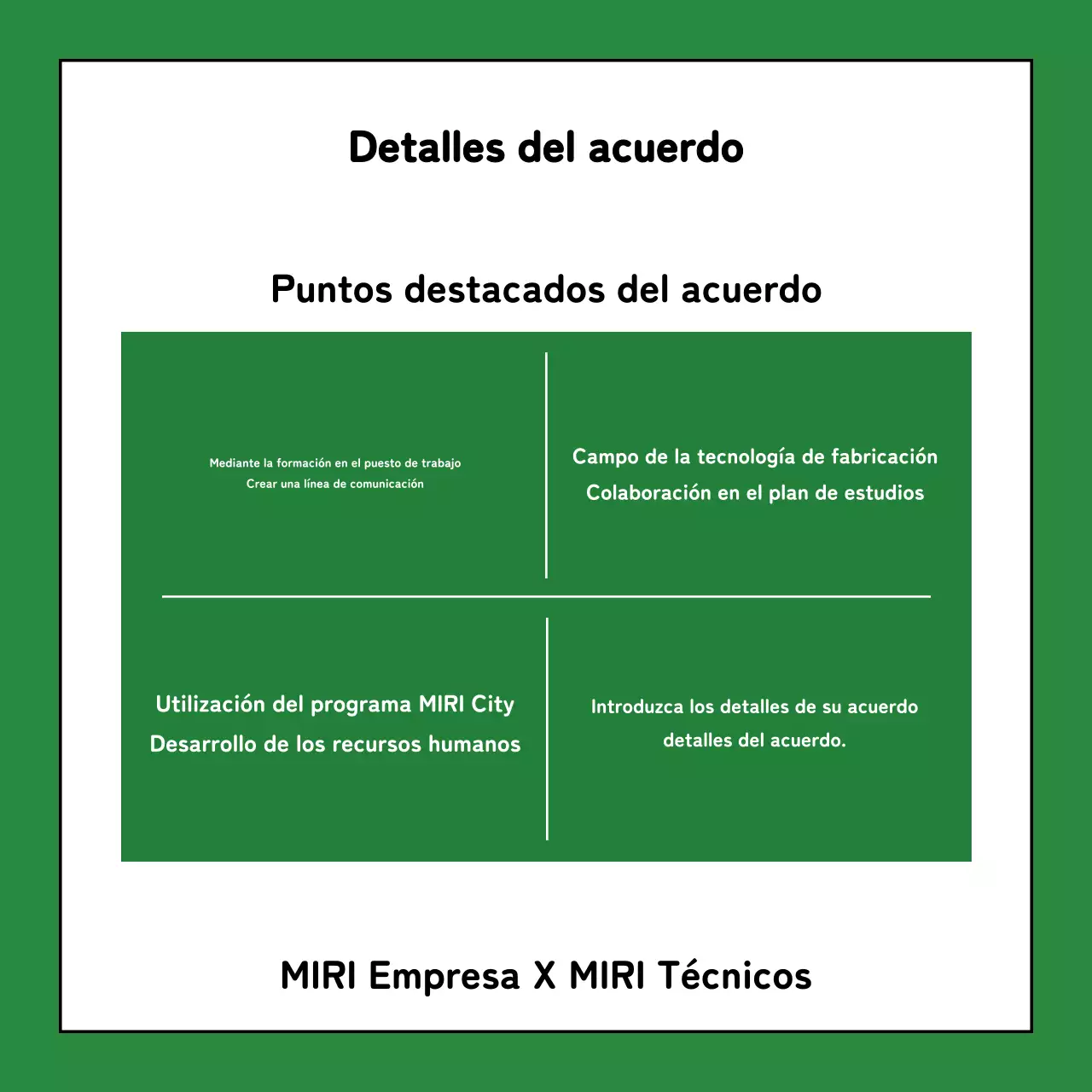 Un sencillo acuerdo verde y caqui sobre el lugar de trabajo explicaba