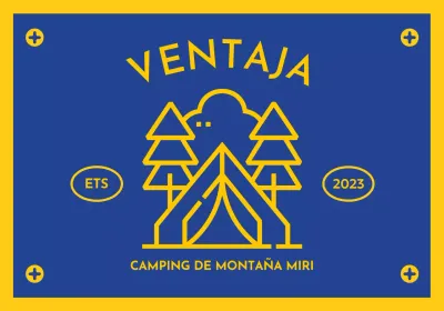 Diseño con icono de camping en forma de bandera