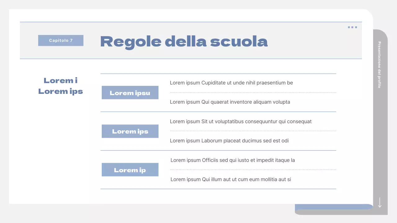 Un semplice prospetto scolastico in grigio e blu
