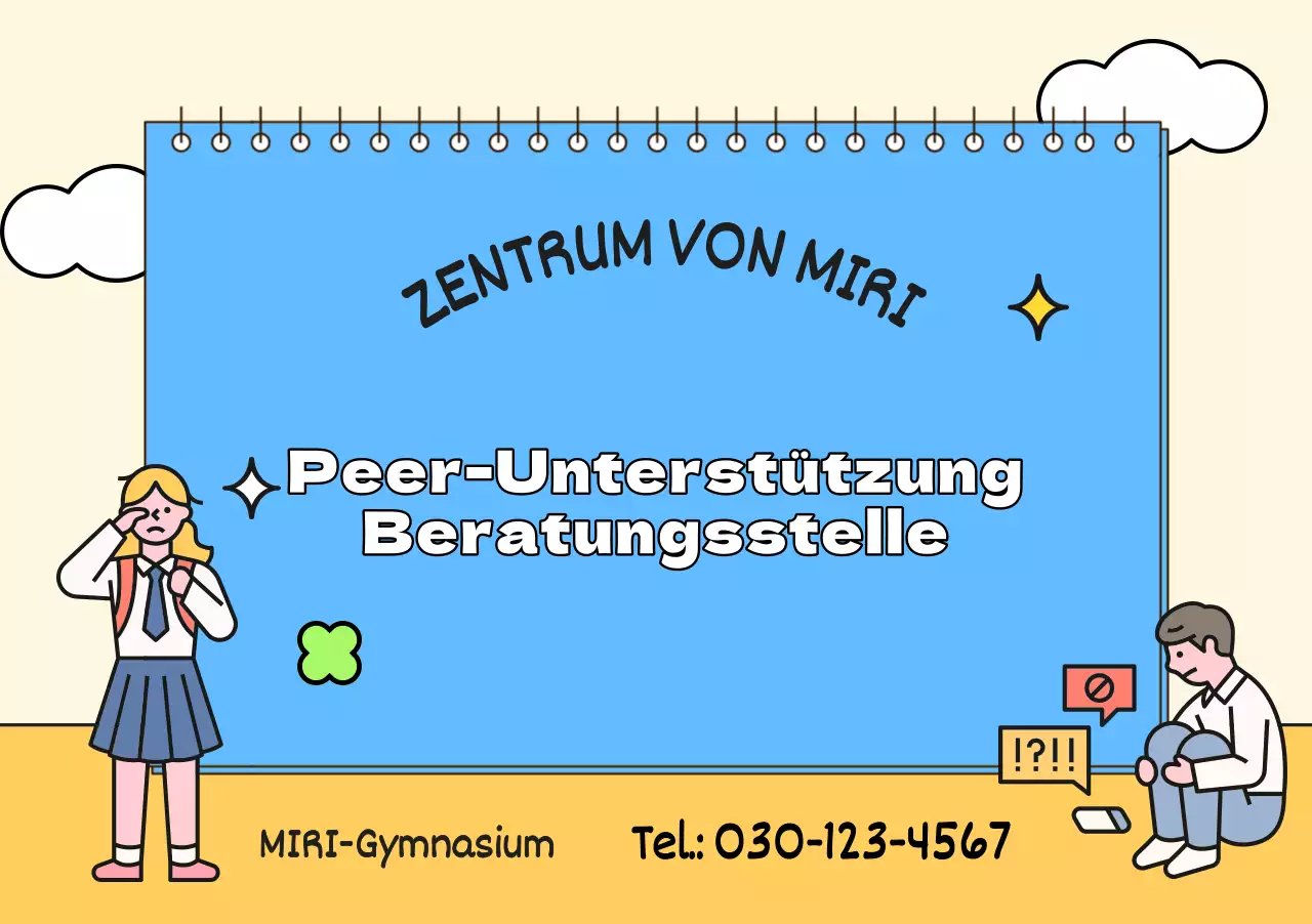 Für die Werbung von Beratungsstellen mit blauen und gelben Studentenbildern