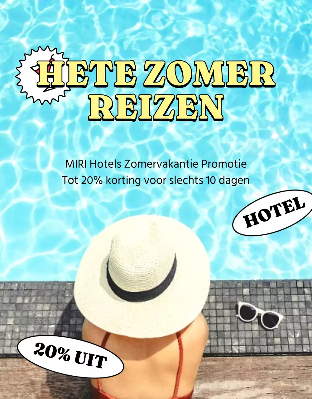 Adverteer hotelaanbiedingen met knallen van geel en lichtblauw