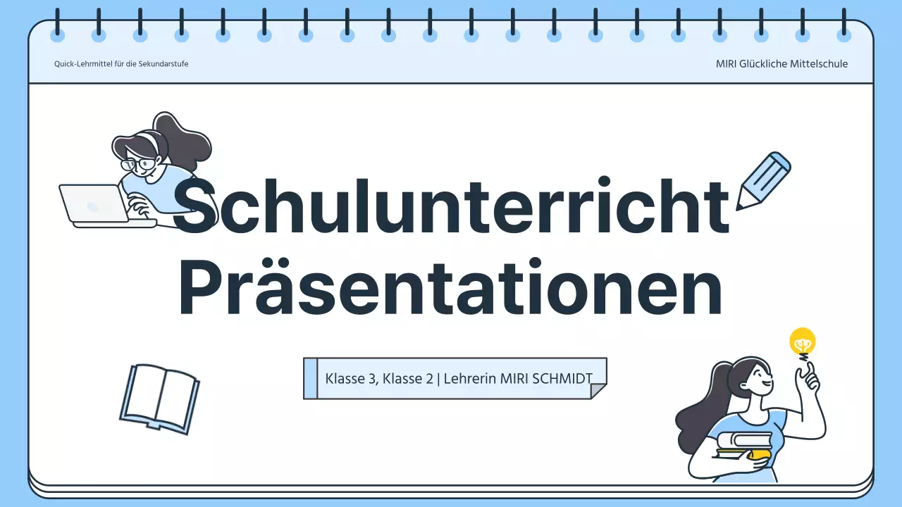 Einfacher Unterrichtsplan für Lehrer in Blau und Weiß