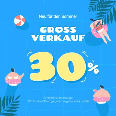 Minimalistische Sommerschlussverkaufsanzeige in Gelb und Hellblau