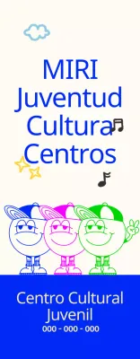 Luminoso y coqueto centro cultural juvenil con personajes juveniles