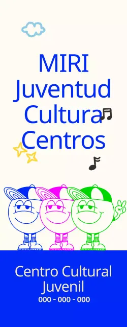 Luminoso y coqueto centro cultural juvenil con personajes juveniles