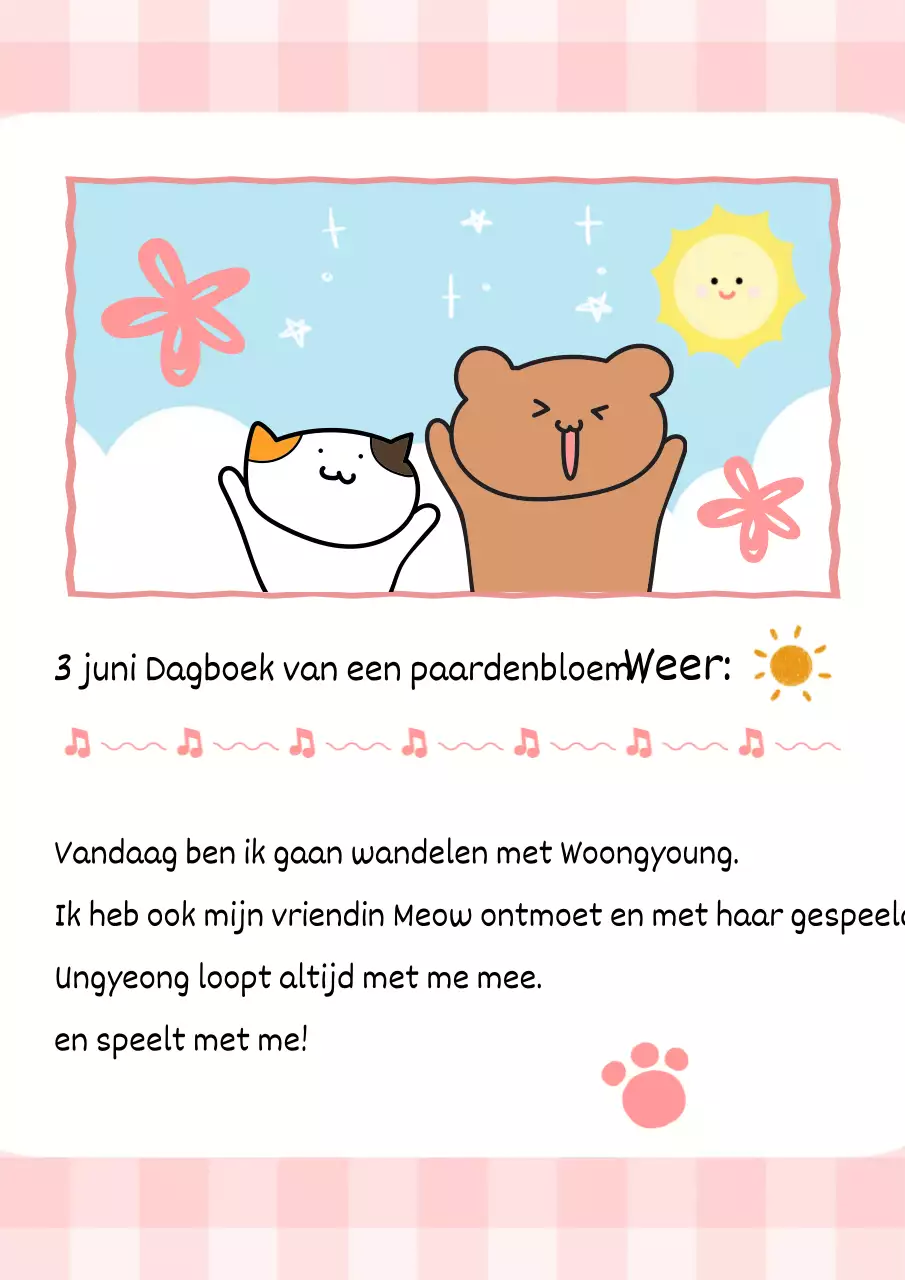 Een schattig dagboekje in lichtblauw en roze