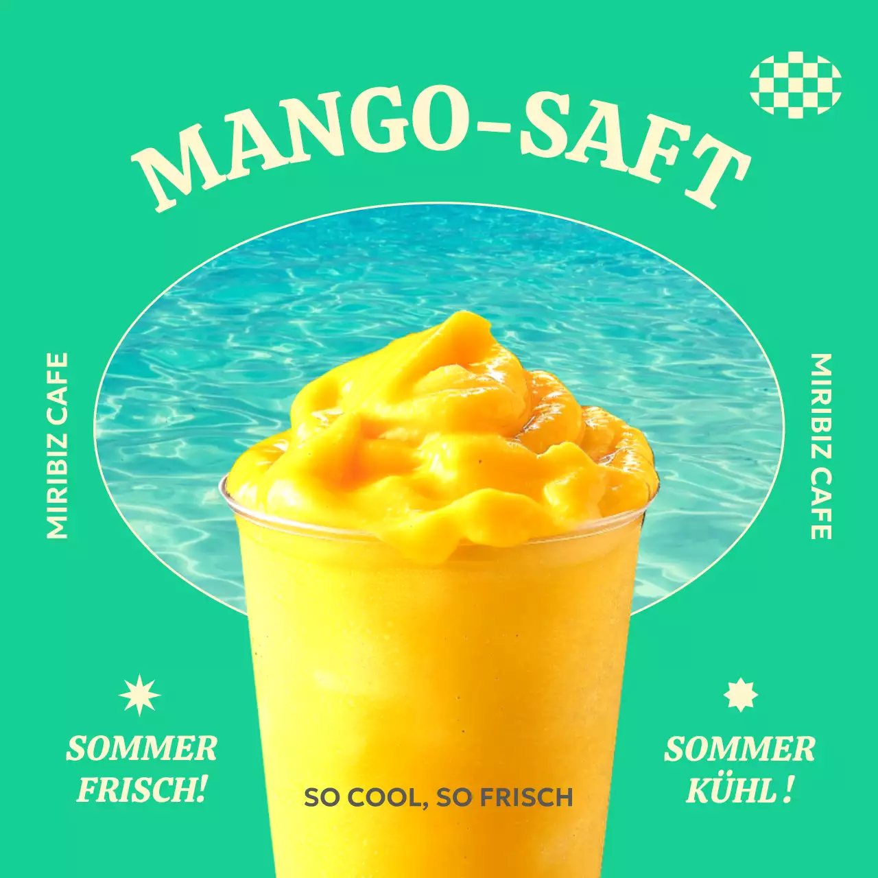 Mangosaft-Banner für einen kühlen Kopf im Sommer