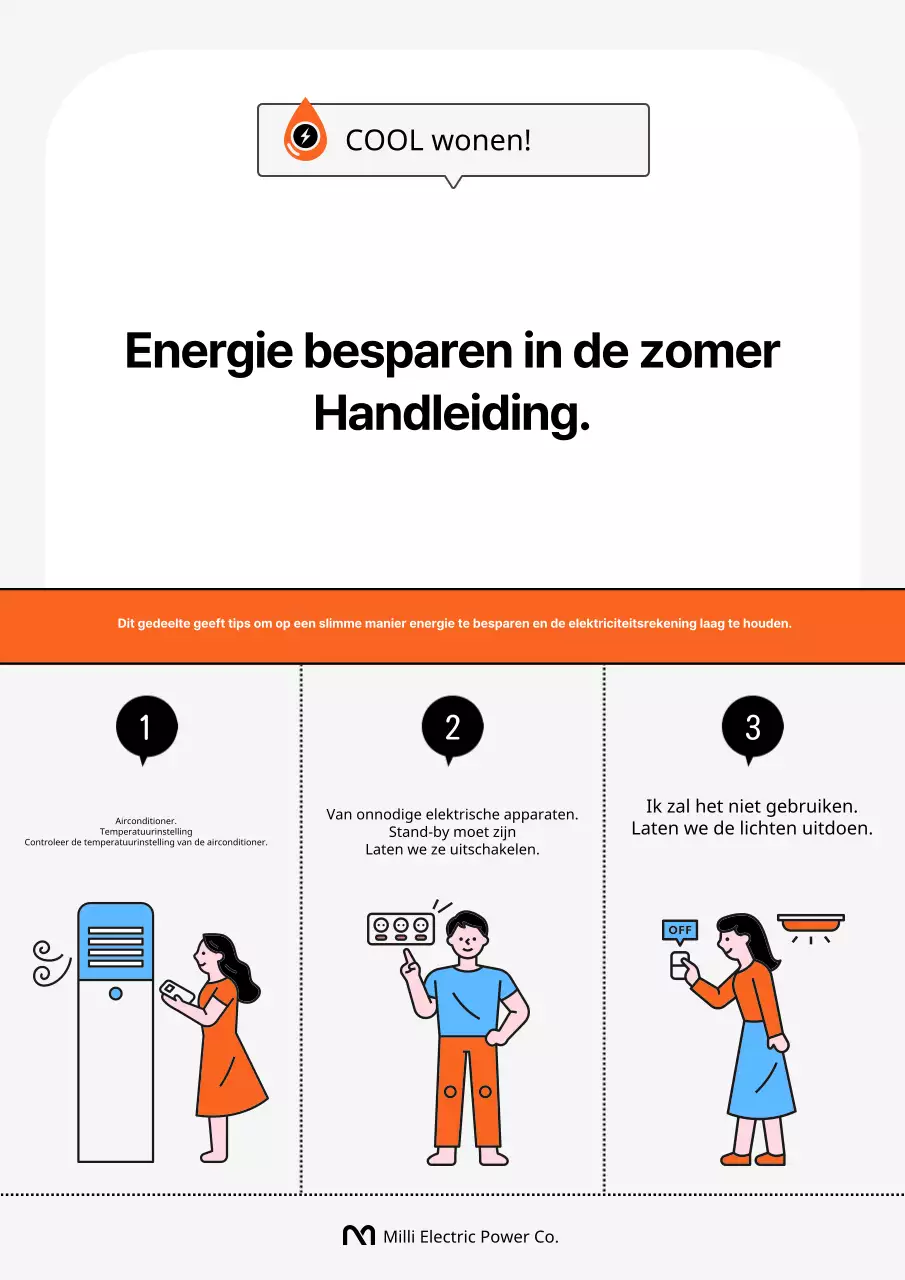 Een eenvoudige oranje en zwarte energiebesparende samenwerkingscampagne!