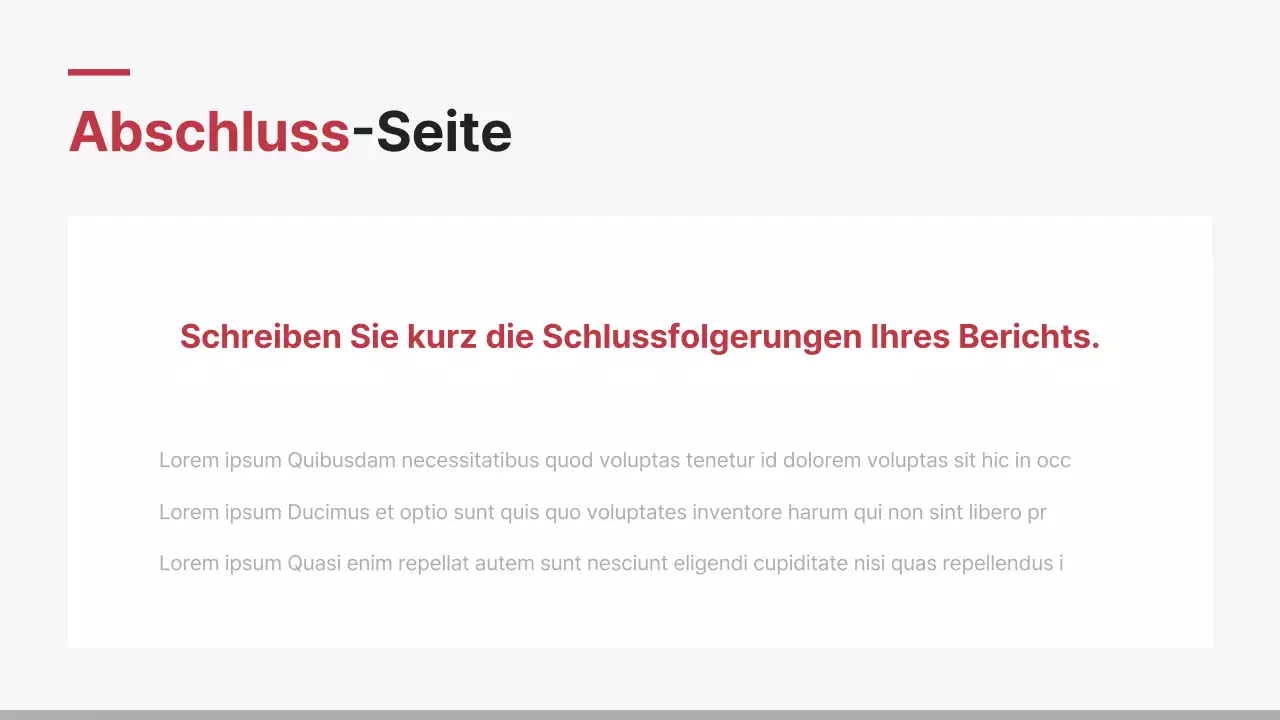 Minimalistischer Unternehmensbericht in Rot und Weiß