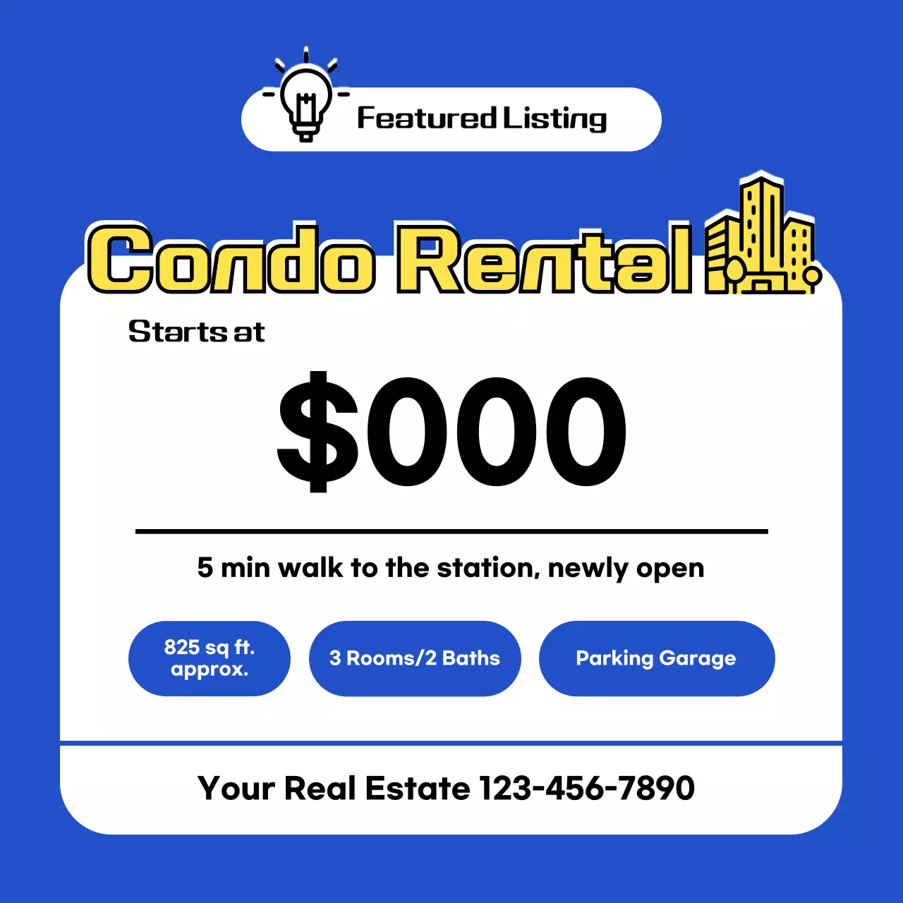 Blue Modern Condo Promotion Social Media Post