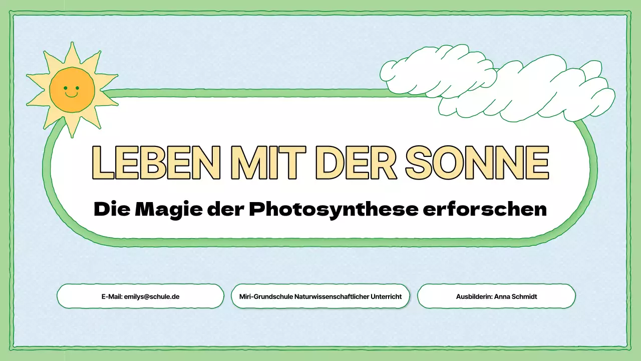 Lehrmaterial zur Photosynthese in Chartreuse und Hellblau