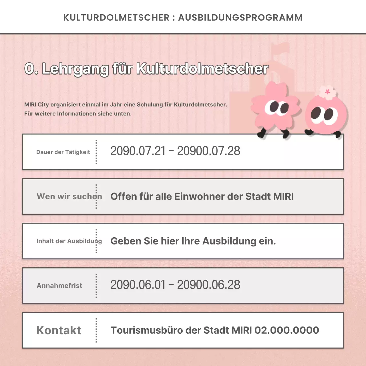 Hellblaue und rosafarbene Kulturdolmetscher werden für einen neuen Job gesucht