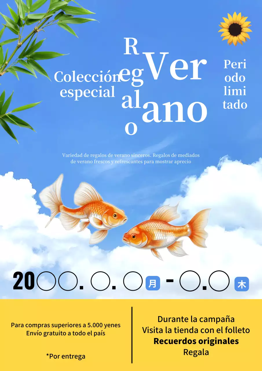 Fresco anuncio veraniego de regalo para la Fiesta del Medio Otoño en azul claro y amarillo