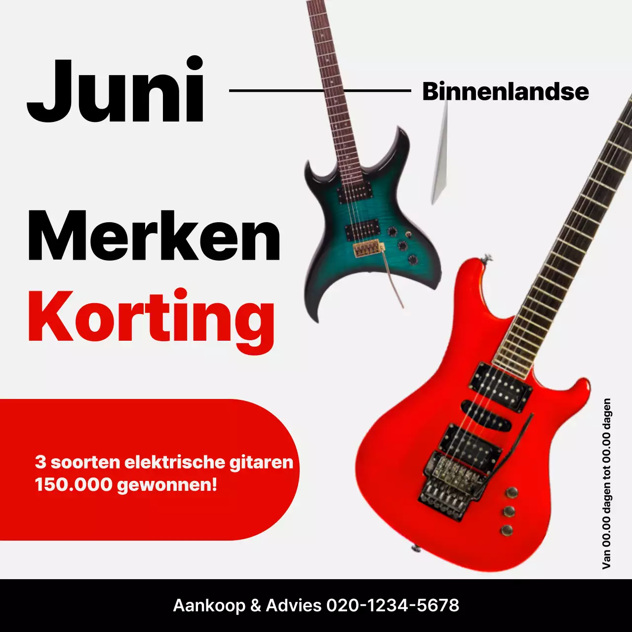 De verkoop van kitscherige rode en zwarte muziekinstrumenten promoten