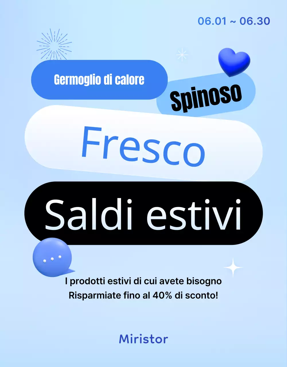Promuovete un'esposizione di merce estiva con i colori di tendenza blu e azzurro