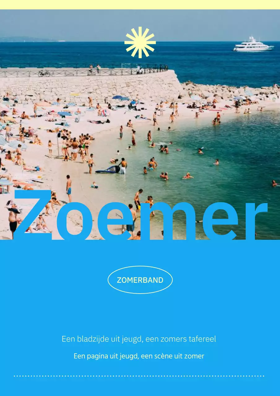 Op de natuur geïnspireerde zomerse strandpost in geel en lichtblauw