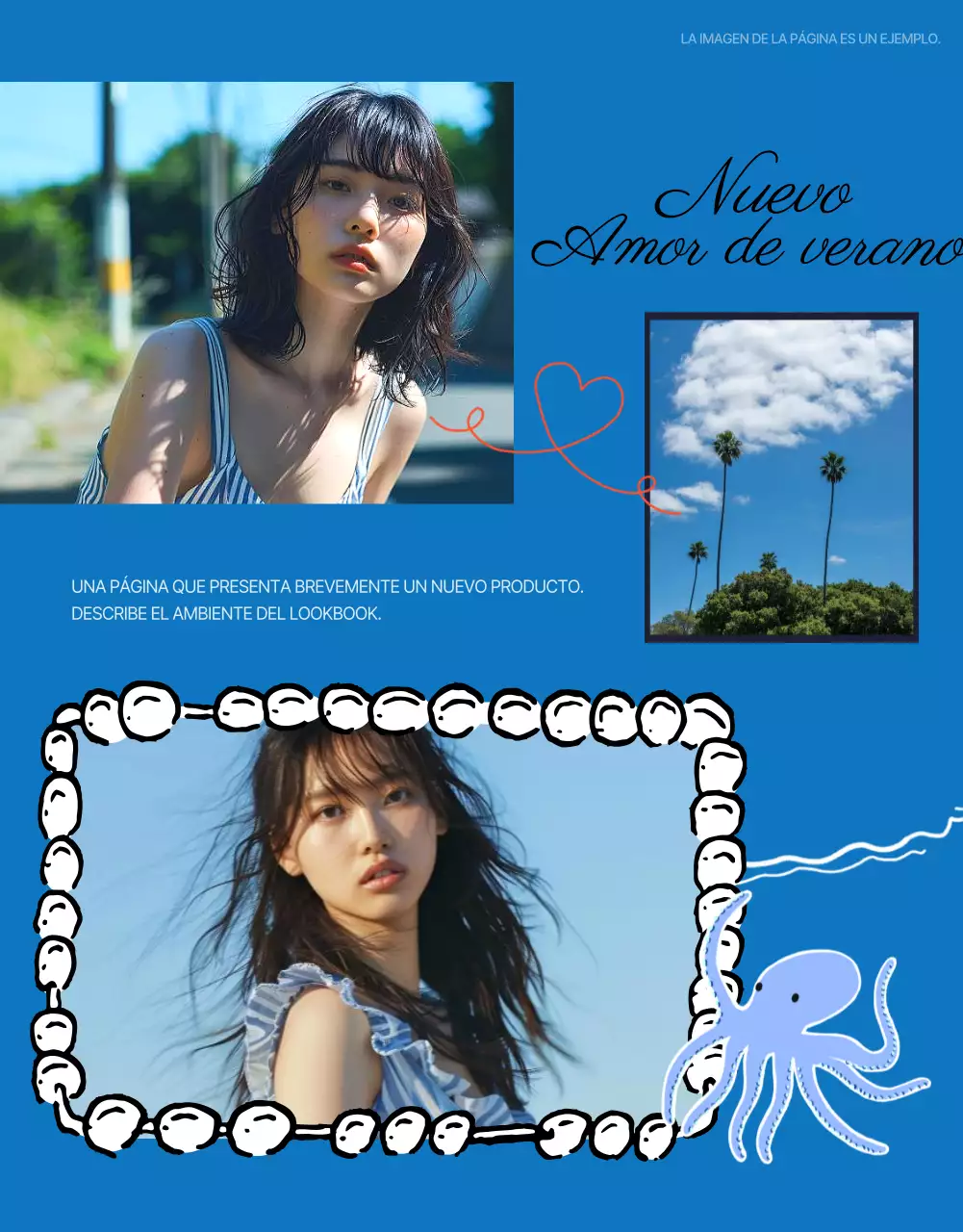 Anuncio promocional de verano vintage en azul y rojo