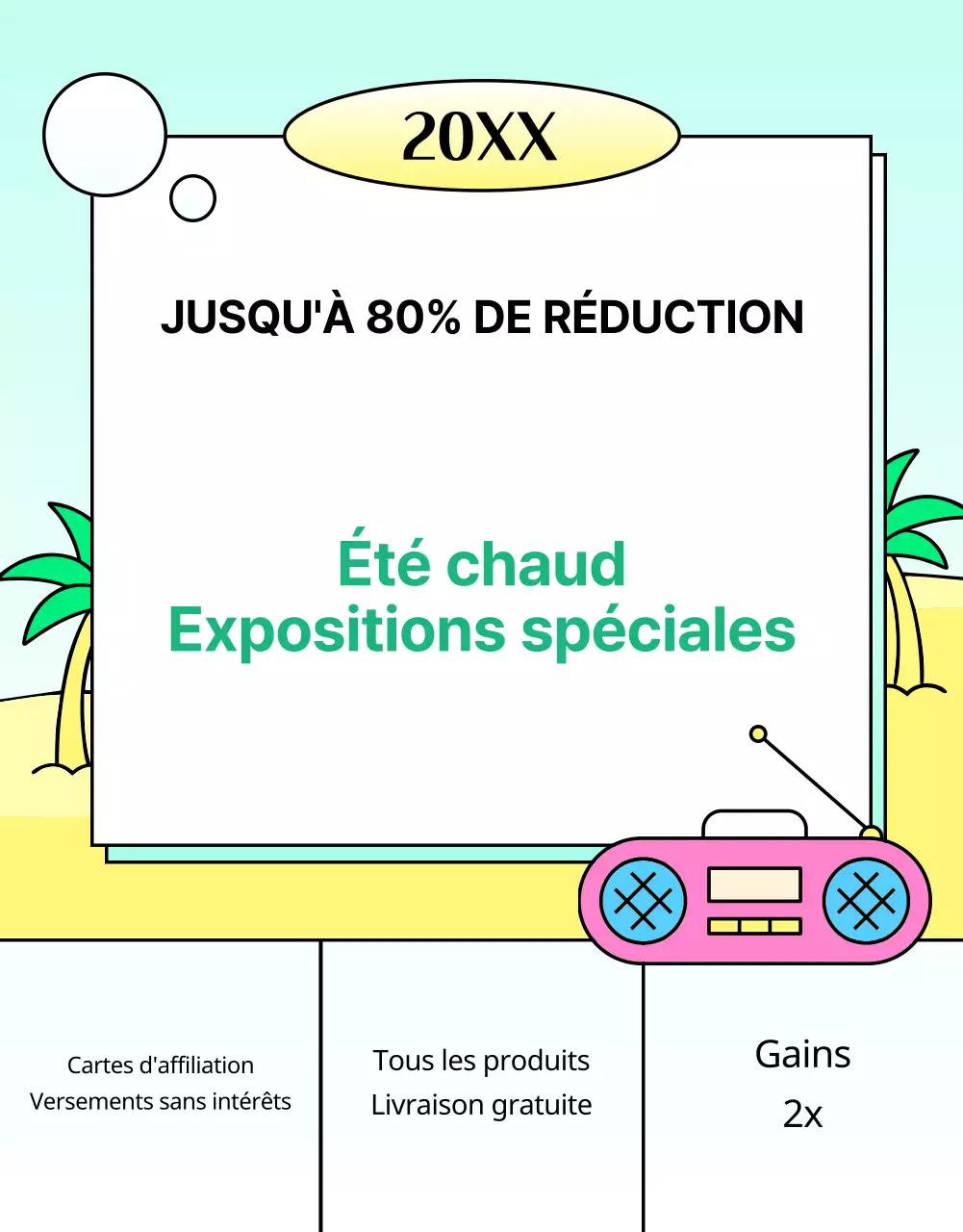 Promouvoir un été tropical en bleu clair et rose