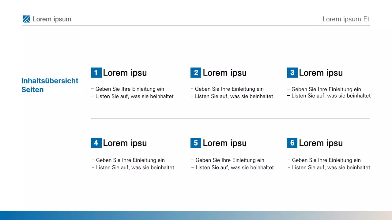 Eine einfache, blau-weiße, druckbare Berichtspräsentation