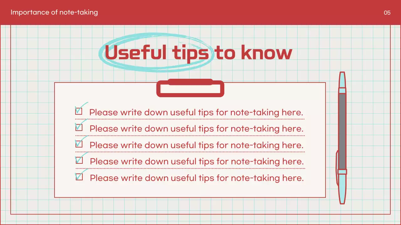Red Simple Note-Taking Guide Presentation