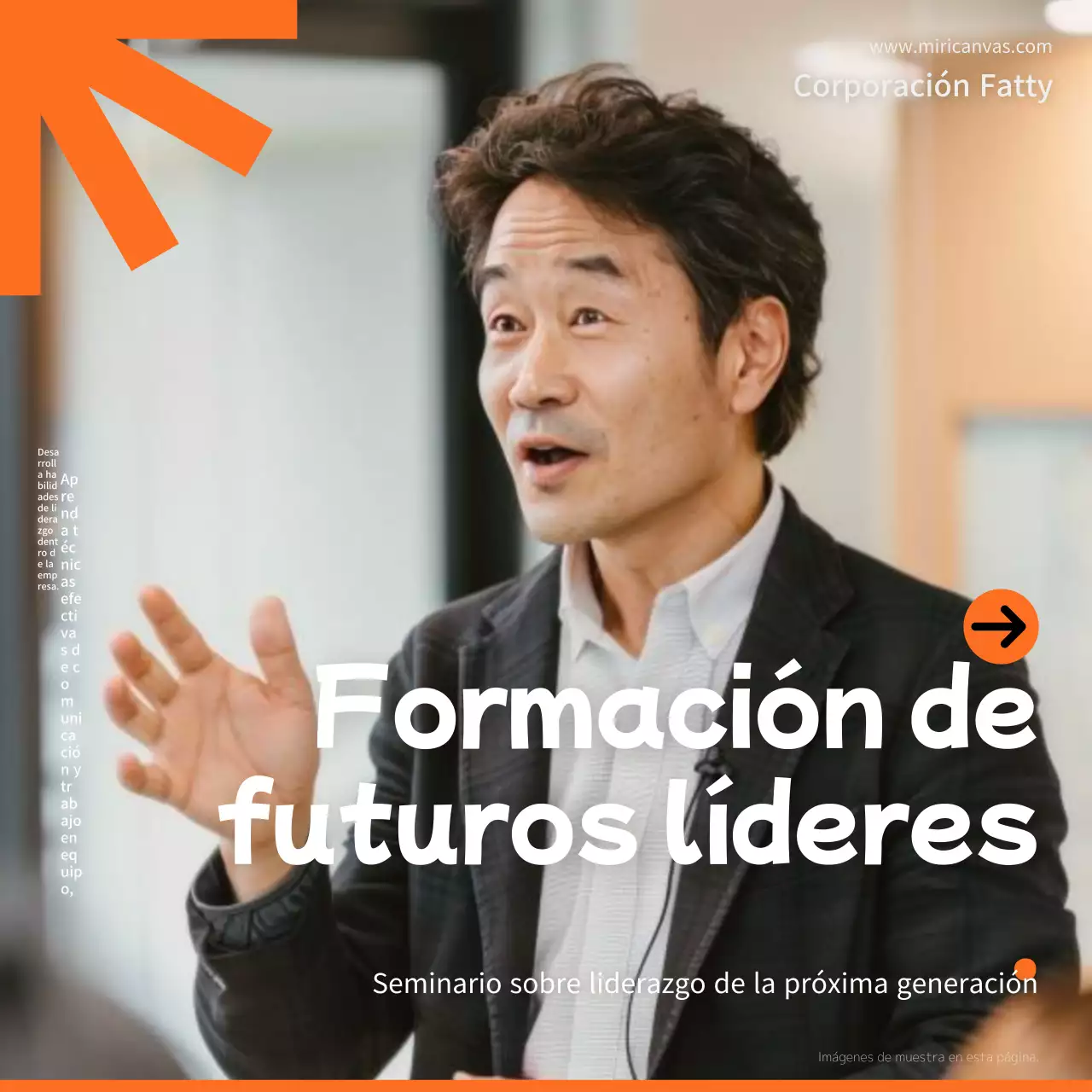 Promover la contratación para un sencillo seminario naranja y blanco de desarrollo del liderazgo