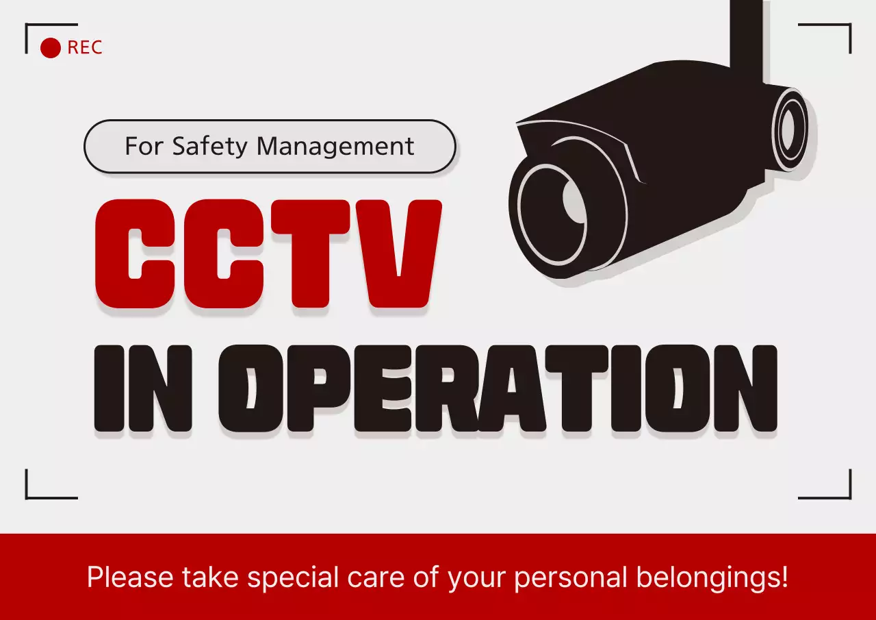 Red Modern Cctv Notice Poster