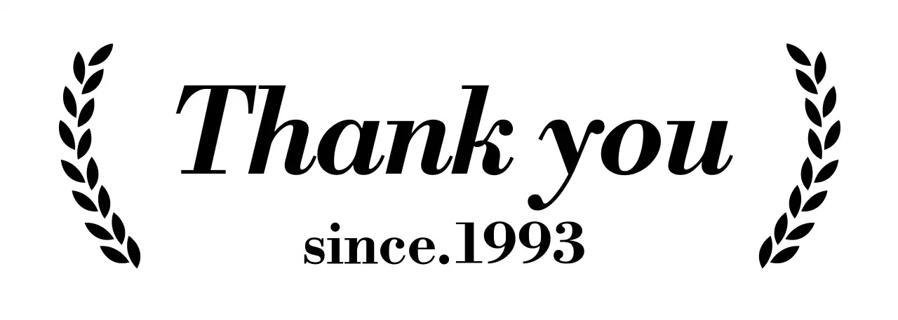A classy-looking thank you with laurels and serif fonts