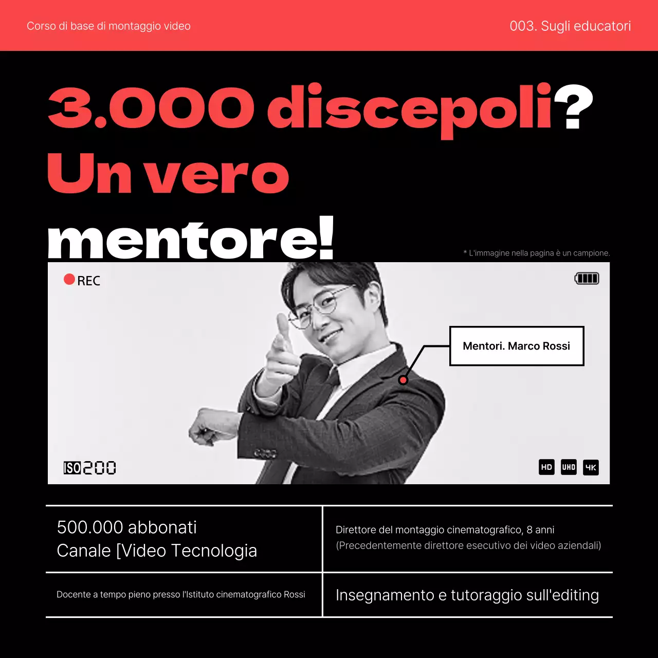 Promuovete un semplice corso di auto-miglioramento di video editing in rosso e nero.