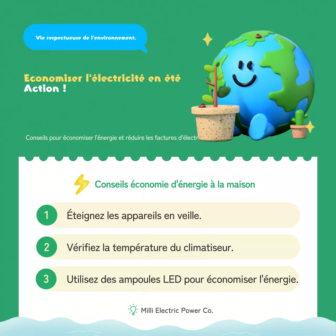 Une adorable campagne estivale de conservation bleue et verte