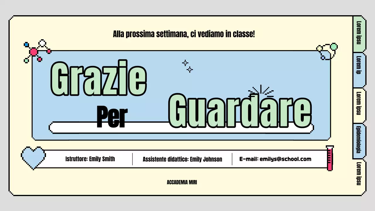 Un simpatico programma di lezioni di scienze primarie in azzurro e verde chiaro