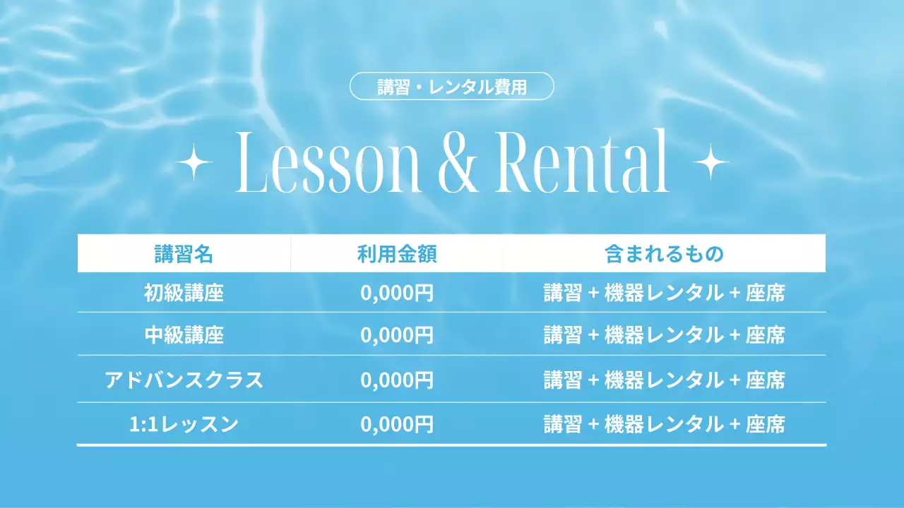 水色 シンプル サーフィン お知らせ プレゼンテーション