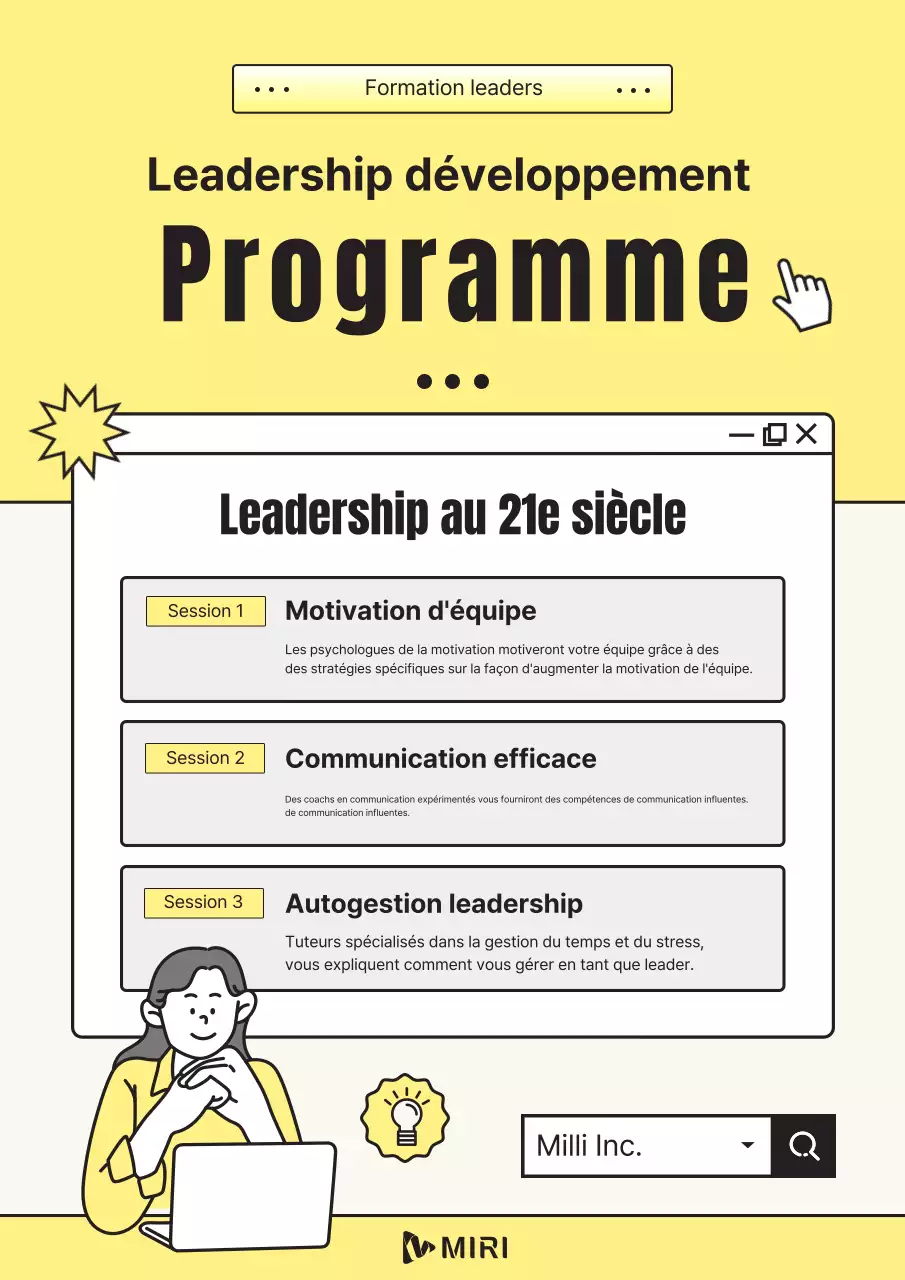 PR pour un séminaire de leadership jaune et blanc.