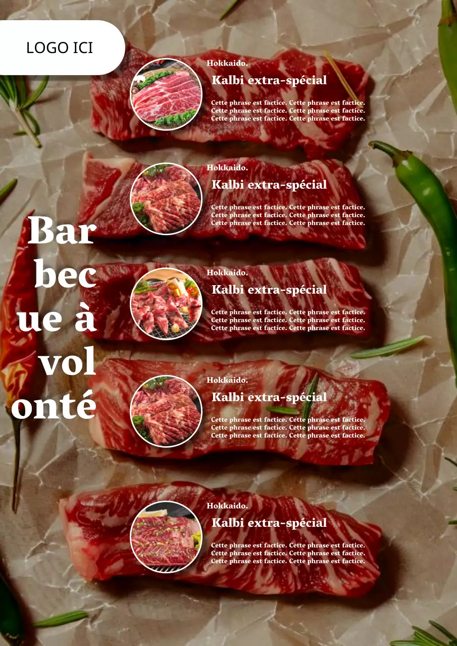 Une simple publicité pour de la viande à volonté en blanc