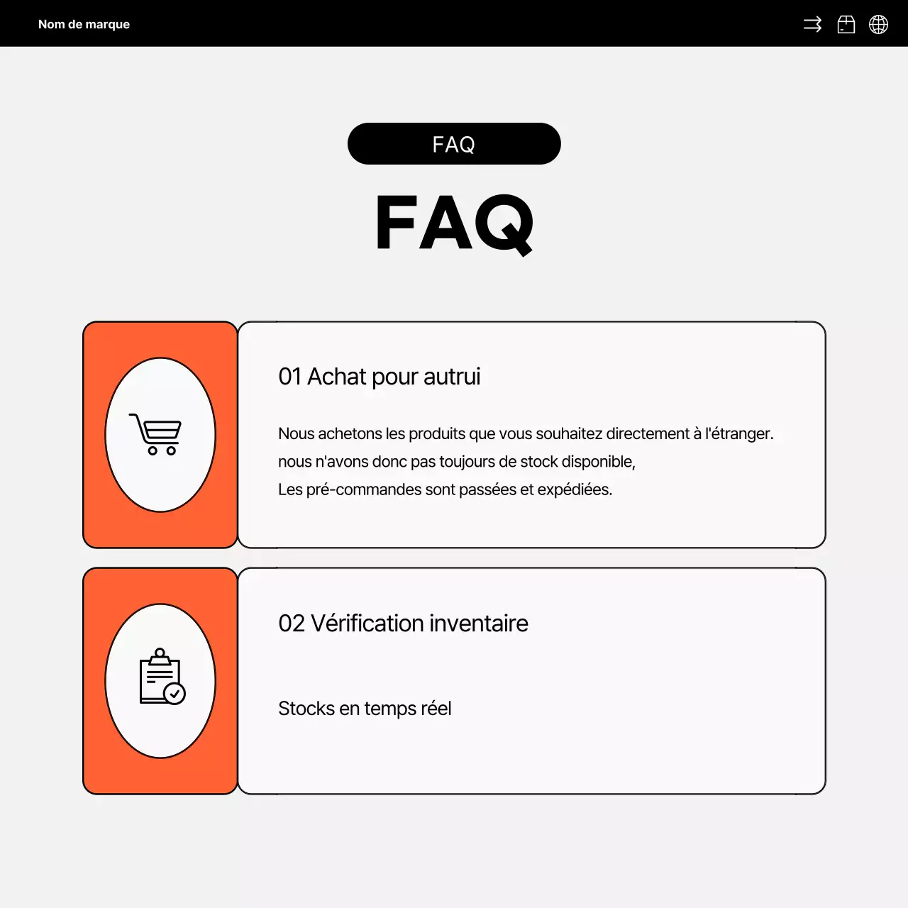 Promotion des médias sociaux pour les ventes directes à l'étranger, simple, orange et noire