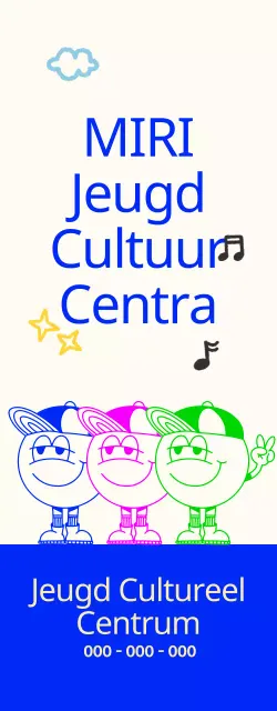 Fleurig en schattig cultureel jeugdcentrum met jeugdfiguren