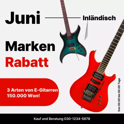 Förderung des Verkaufs von kitschigen roten und schwarzen Musikinstrumenten