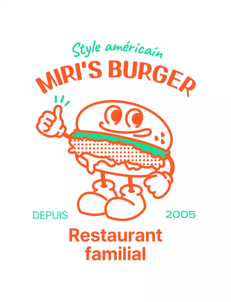 Logo du personnage du hamburger à l'américaine