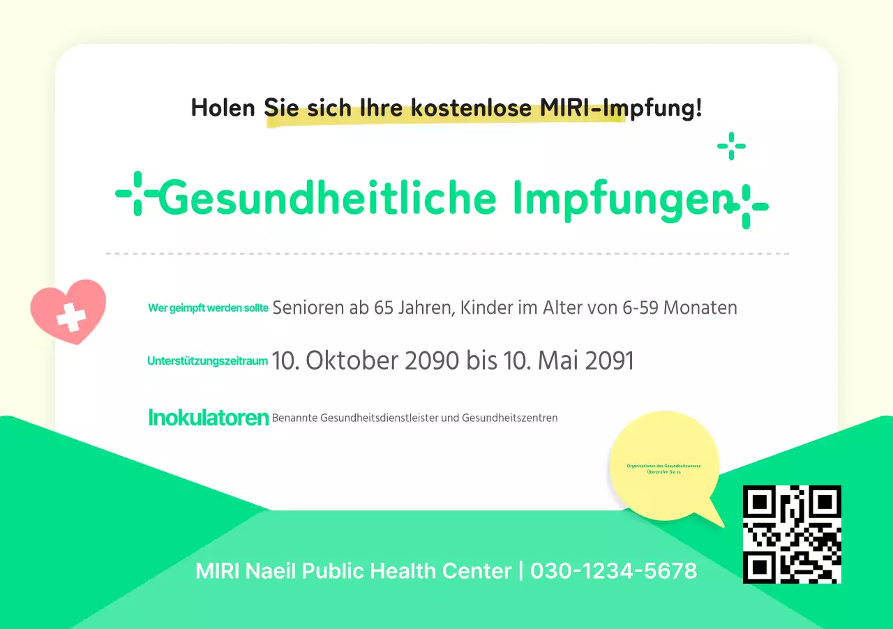 Gelbe und grüne Gesundheitsimpfungsmitteilungen