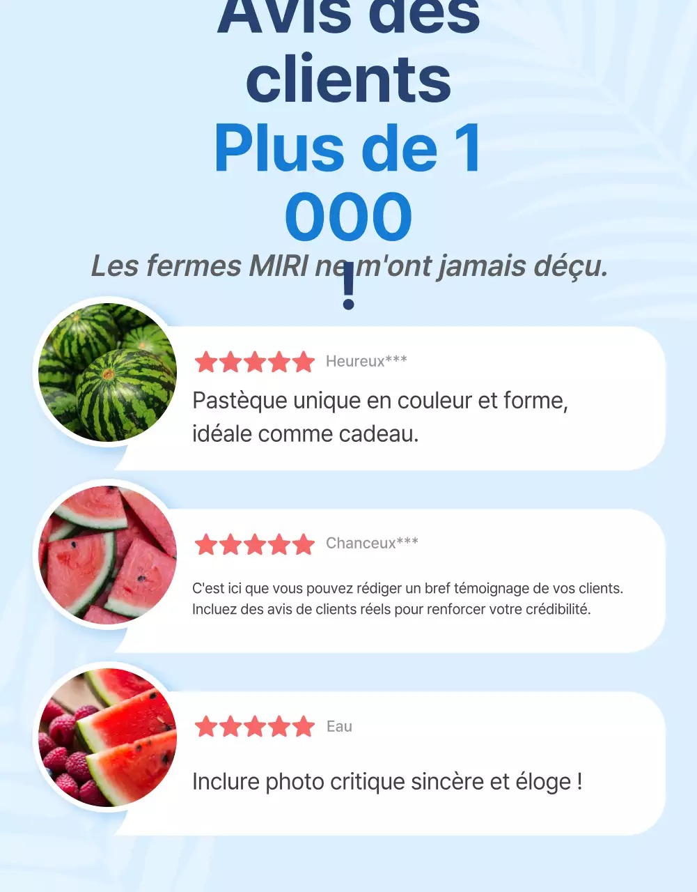 Promouvoir les fruits naturels de saison en bleu et blanc