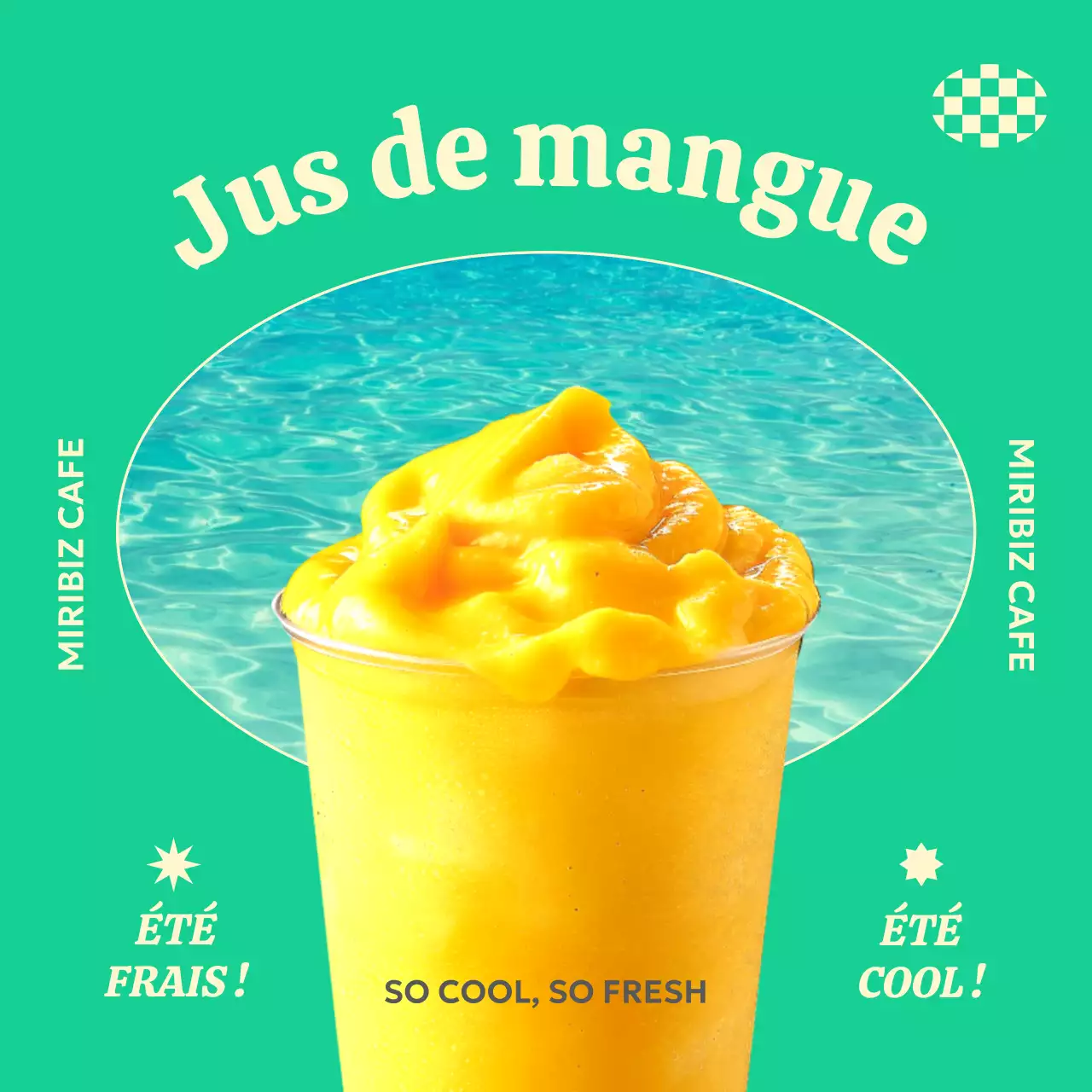 La bannière du jus de mangue pour se rafraîchir en été