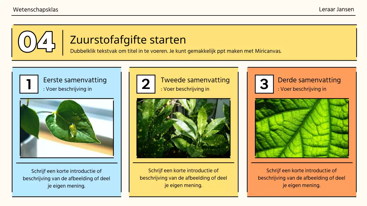 Fotosynthese in een knal oranje en groen