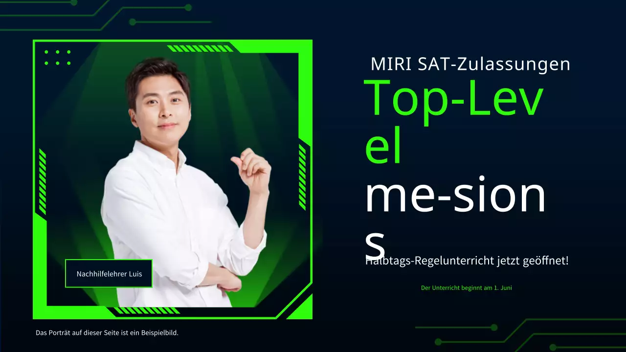 Eine kybernetische Juni-Halbzeitanzeige in Chartreuse und Marineblau.