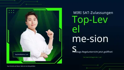 Eine kybernetische Juni-Halbzeitanzeige in Chartreuse und Marineblau.