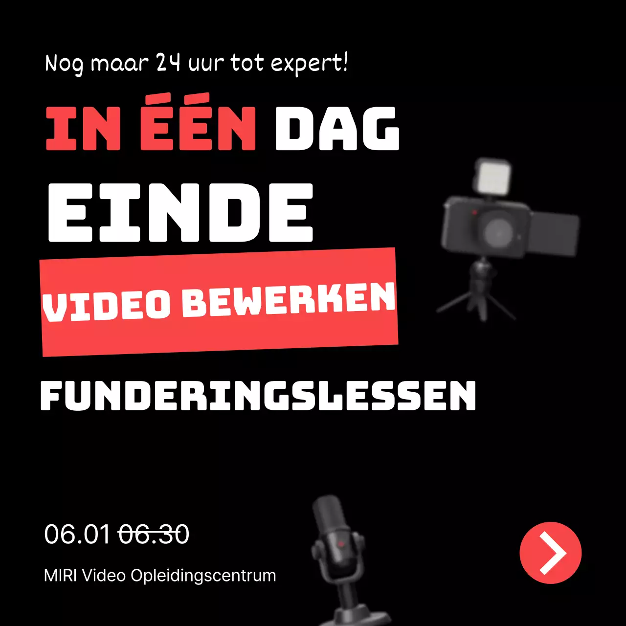 Promoot een eenvoudige rode en zwarte cursus voor zelfverbetering bij het bewerken van video's