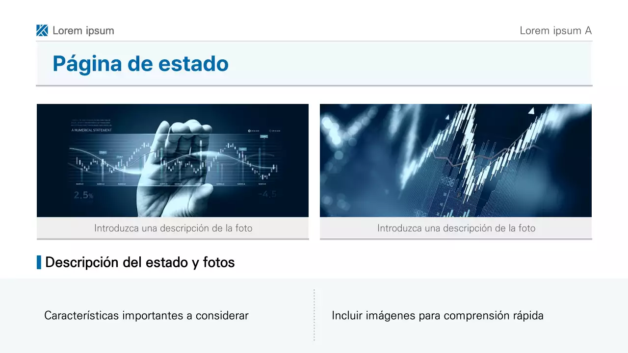 Una sencilla presentación de informe imprimible en azul y blanco