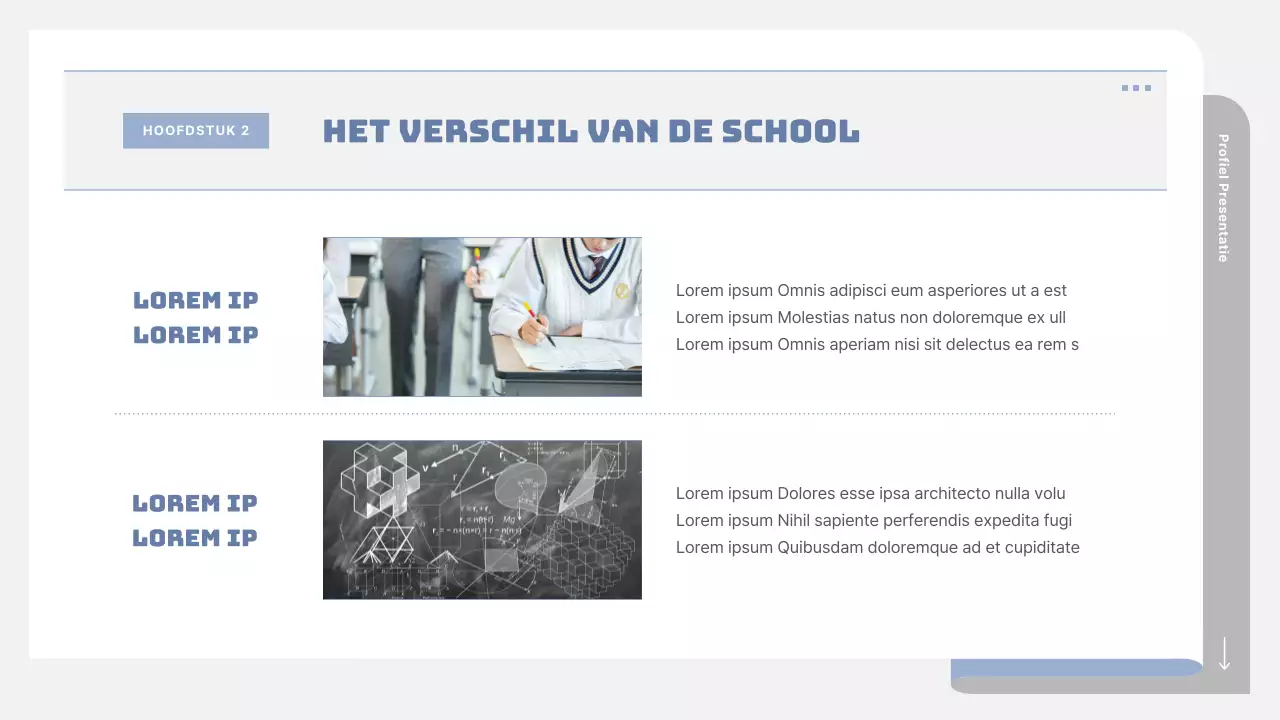 Een eenvoudige schoolprospectus in grijs en blauw